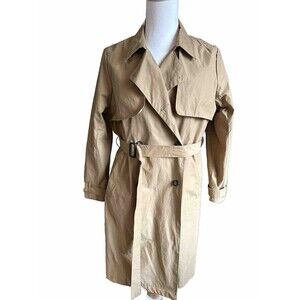 A New Day Women's Rain Coat Jacket Trench Long Khaki XXL 2XL Belted Lined NWT
